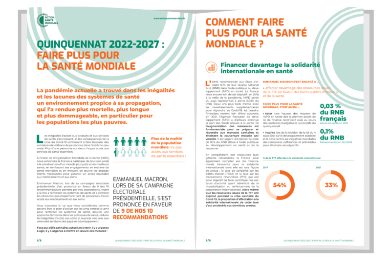 Quinquennat 2022-2027 : Faire Plus Pour La Santé Mondiale