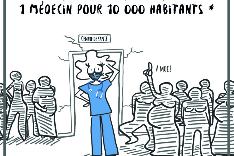 En dessin : En Afrique de l’Ouest, on compte en moyenne 1 médecin pour 10 000 habitants